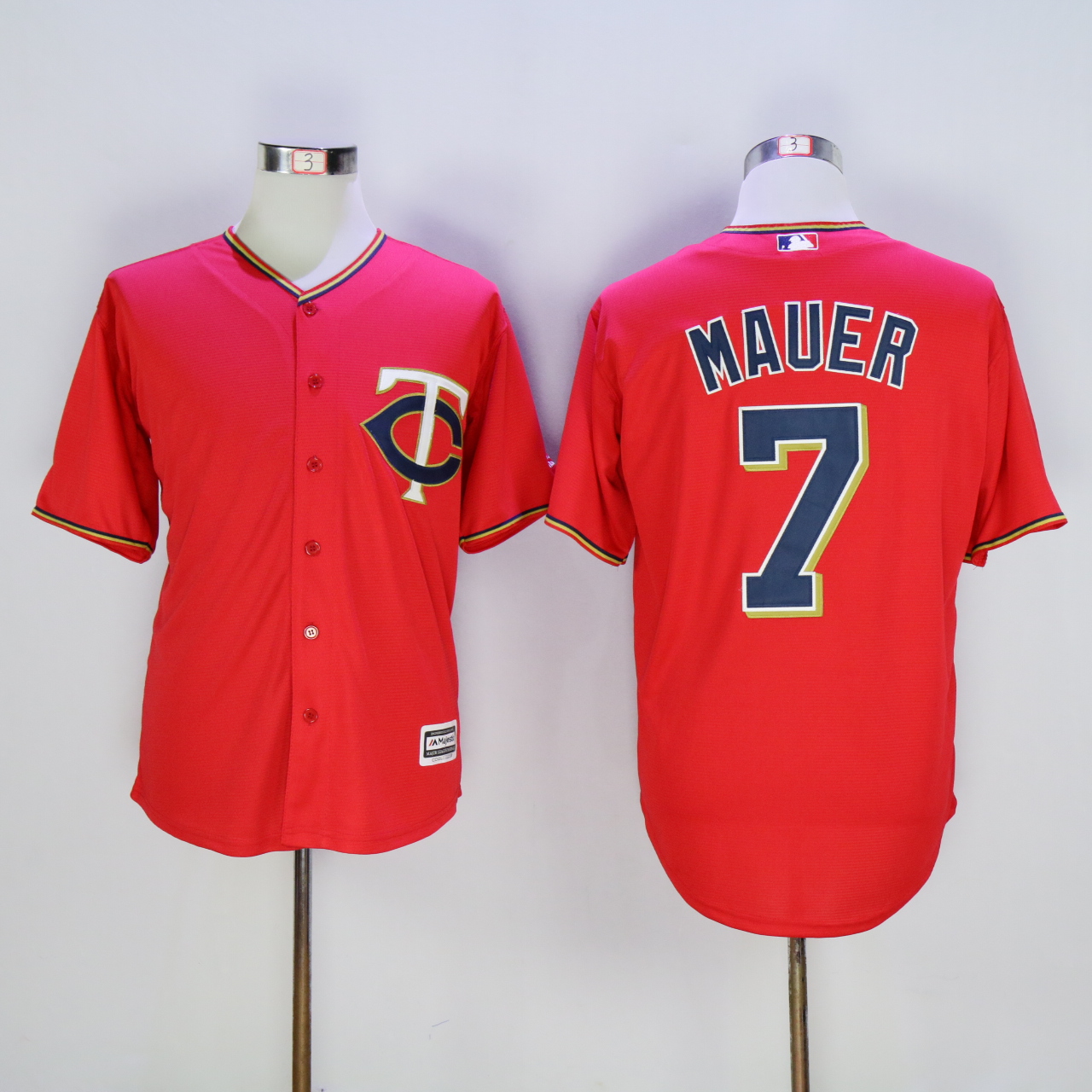 Men Minnesota Twins #7 Mauer Red MLB Jerseys